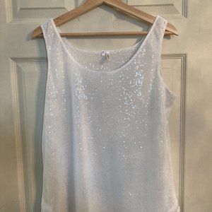 White with Silver Sequence Top - EUC